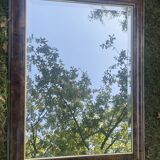 Large mirror with natural wood molding, gold fillet, beveled mirror, (La Gatvinière)