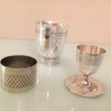 Timpani, shell and round of silver metal / vintage towel 50s-60s