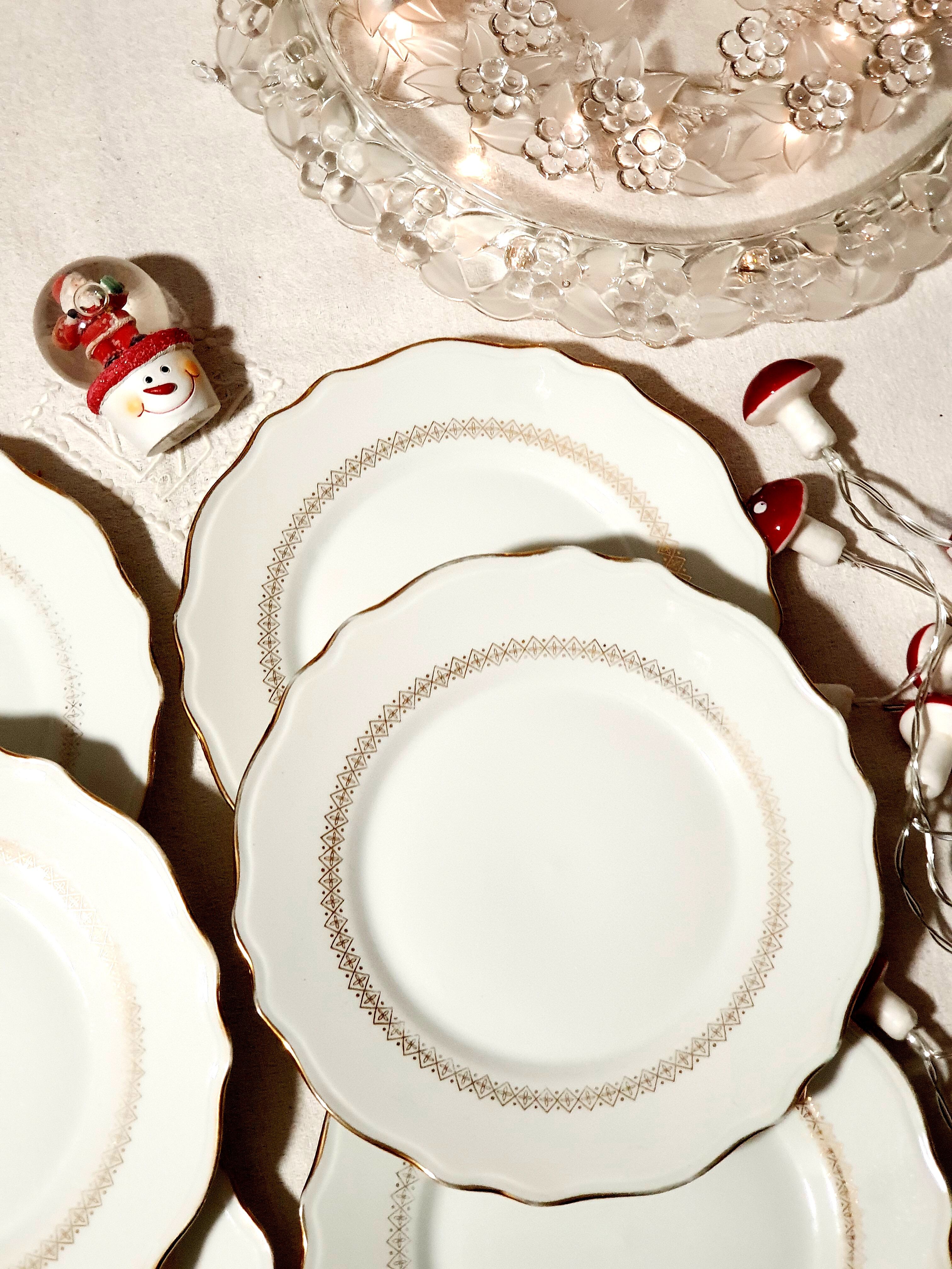 Lot of 6 dessert plates Porcelaines Lourioux