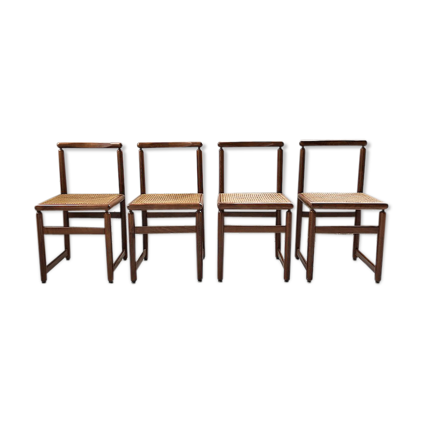 Lot de 4 chaises cannées années 50