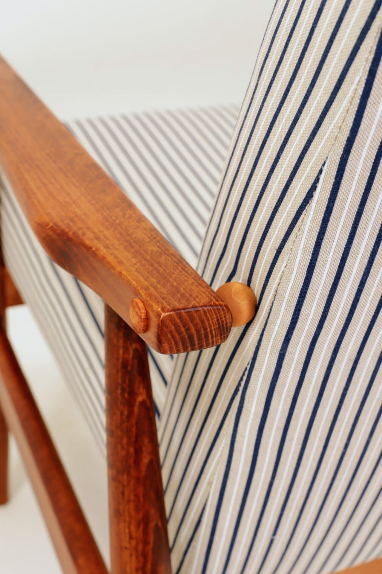 Fauteuil & Repose-pieds tissu cotton rayé