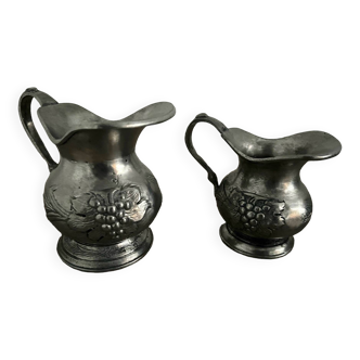 2 pewter pitchers stamped Fein Zinn