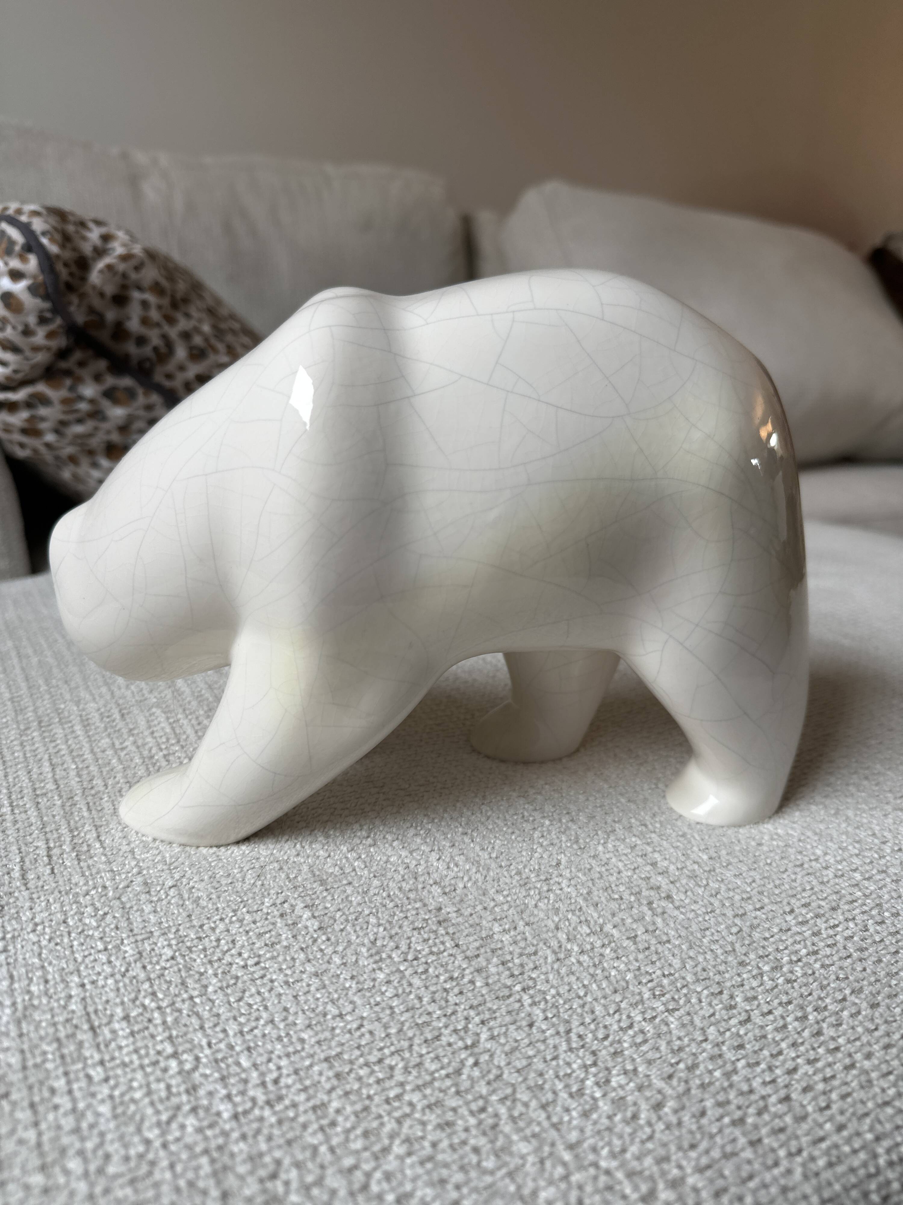 Ours en céramique craquelée de style Art déco