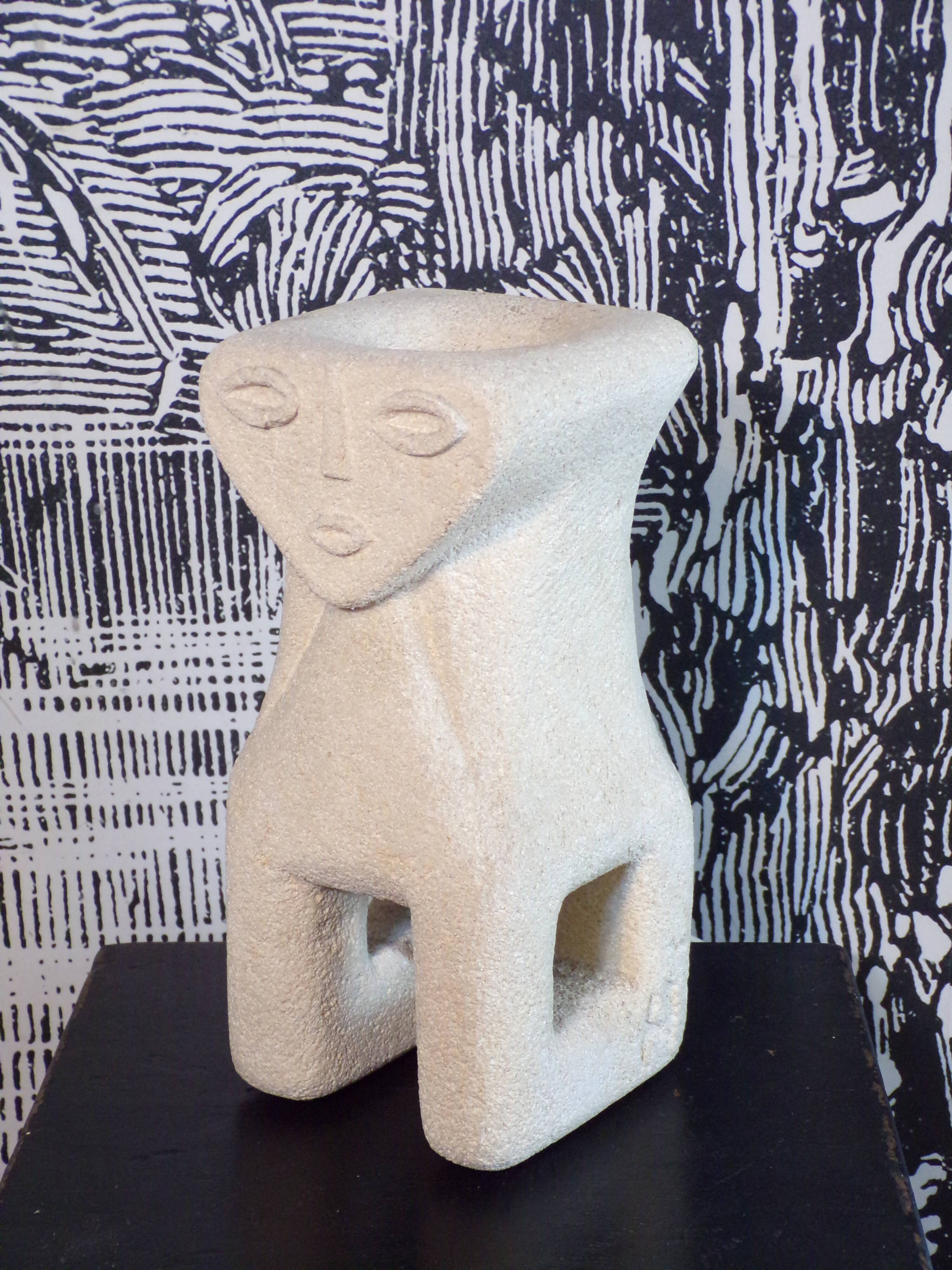 Antropomorphic lamp signed Albert Tormos in Gard stone