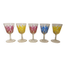 5 Jolis verres ciselés des verreries mécaniques champenoises de Reims, années 60, motif arlequin