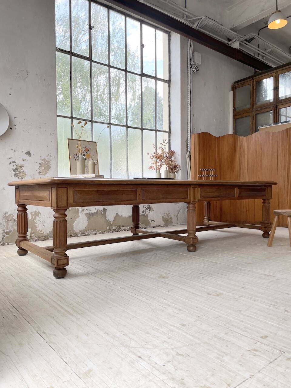 Solid walnut farmhouse castle table 1900 XXL