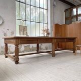 Solid walnut farmhouse castle table 1900 XXL