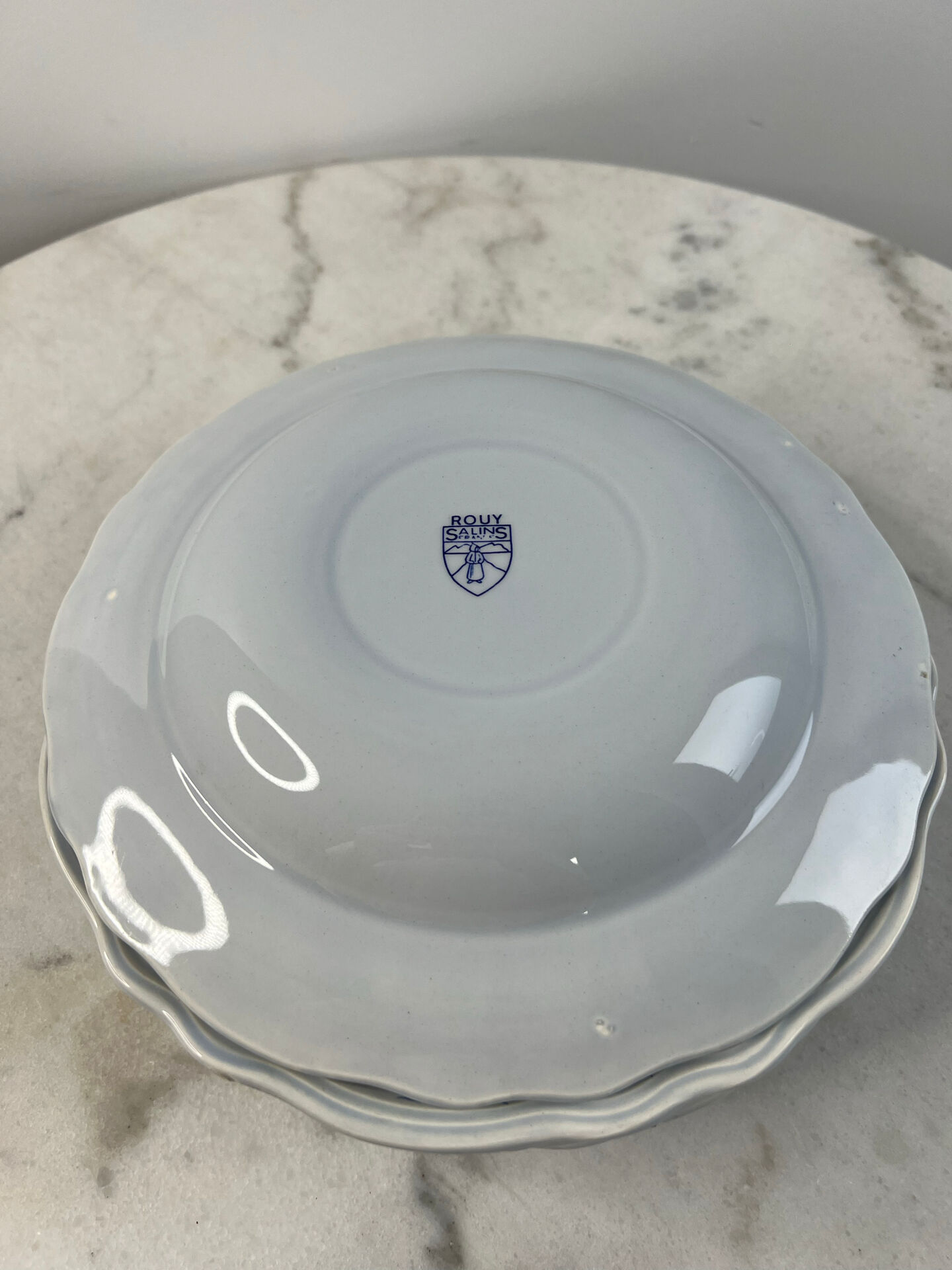 Set of 6 deep plates Salins Royal France with blue floral decoration.