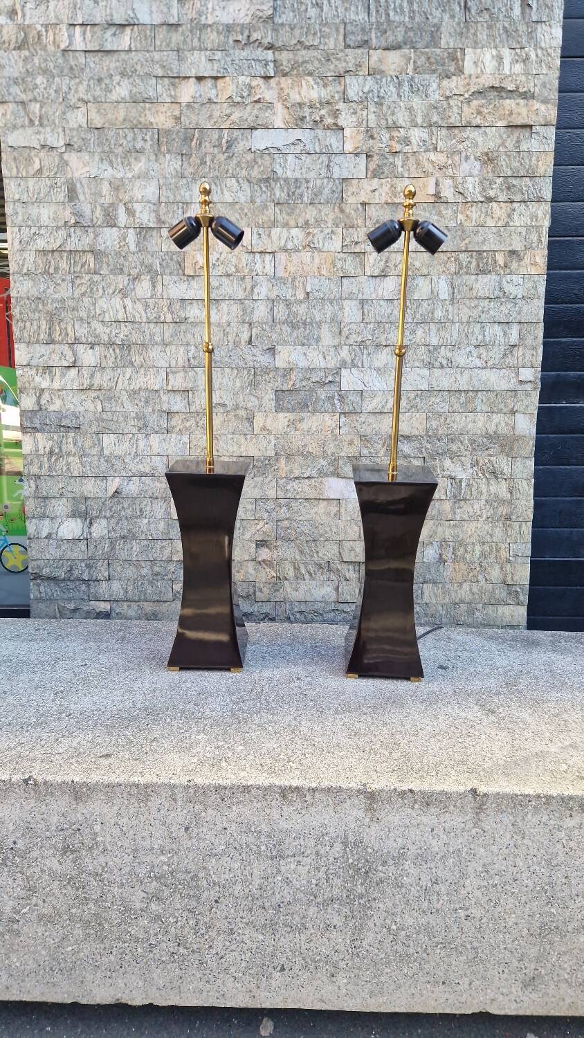 Large pair of Françoise See lamps for Maison Ramsay from the 70s