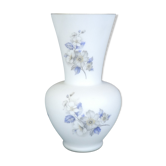 Vase en verre opaque decor floral vintage annees 50