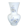 Vase en verre opaque decor floral vintage annees 50