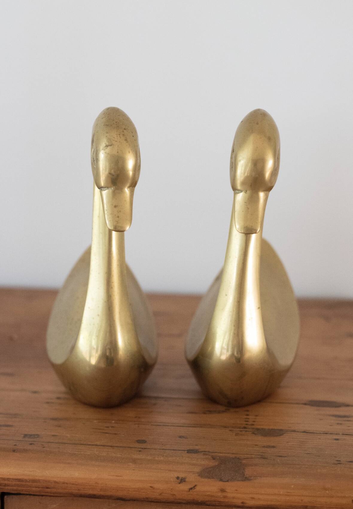 Pair of vintage brass swans