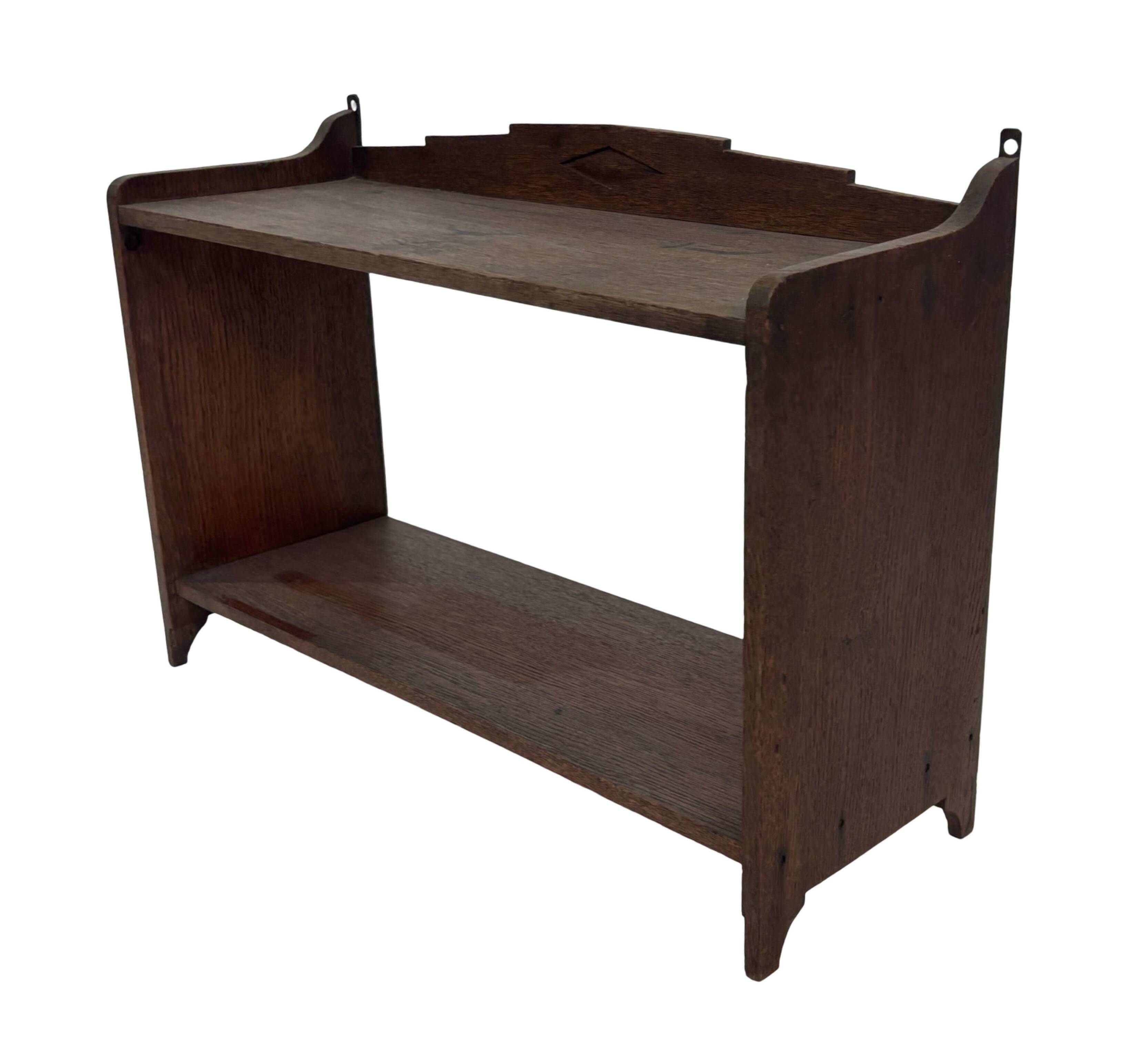 Art Deco wooden wall shelve rack bookshelf in dark wood minimalist