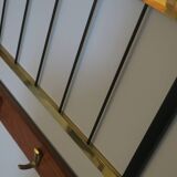 Mid-century brass and teak wall coat rack, 1960s