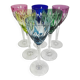 Saint-Louis, 6 verres modèle Monaco en cristal de couleur, 21,5 cm