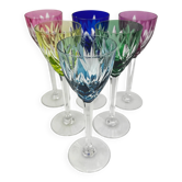 Saint-Louis, 6 verres modèle Monaco en cristal de couleur, 21,5 cm