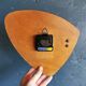 Vintage silent wall pendulum clock from the 60s asymmetrical "Striped blue white ocher"