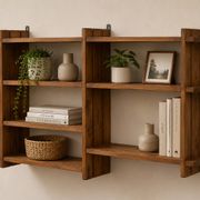 Vintage Wall shelf rack Pinewood wood 70s design