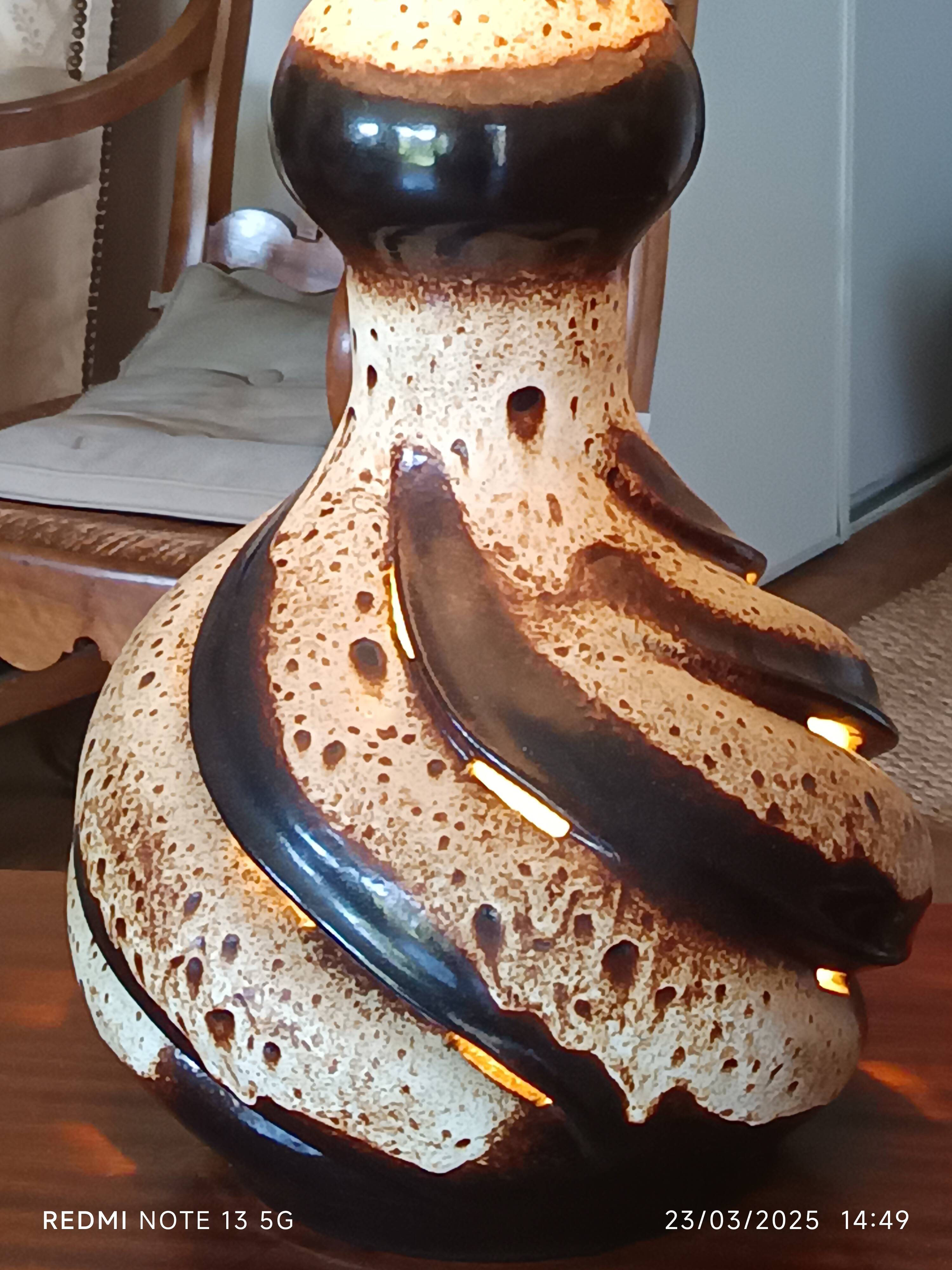 large ceramic lamp from the 70s with retro lighting
