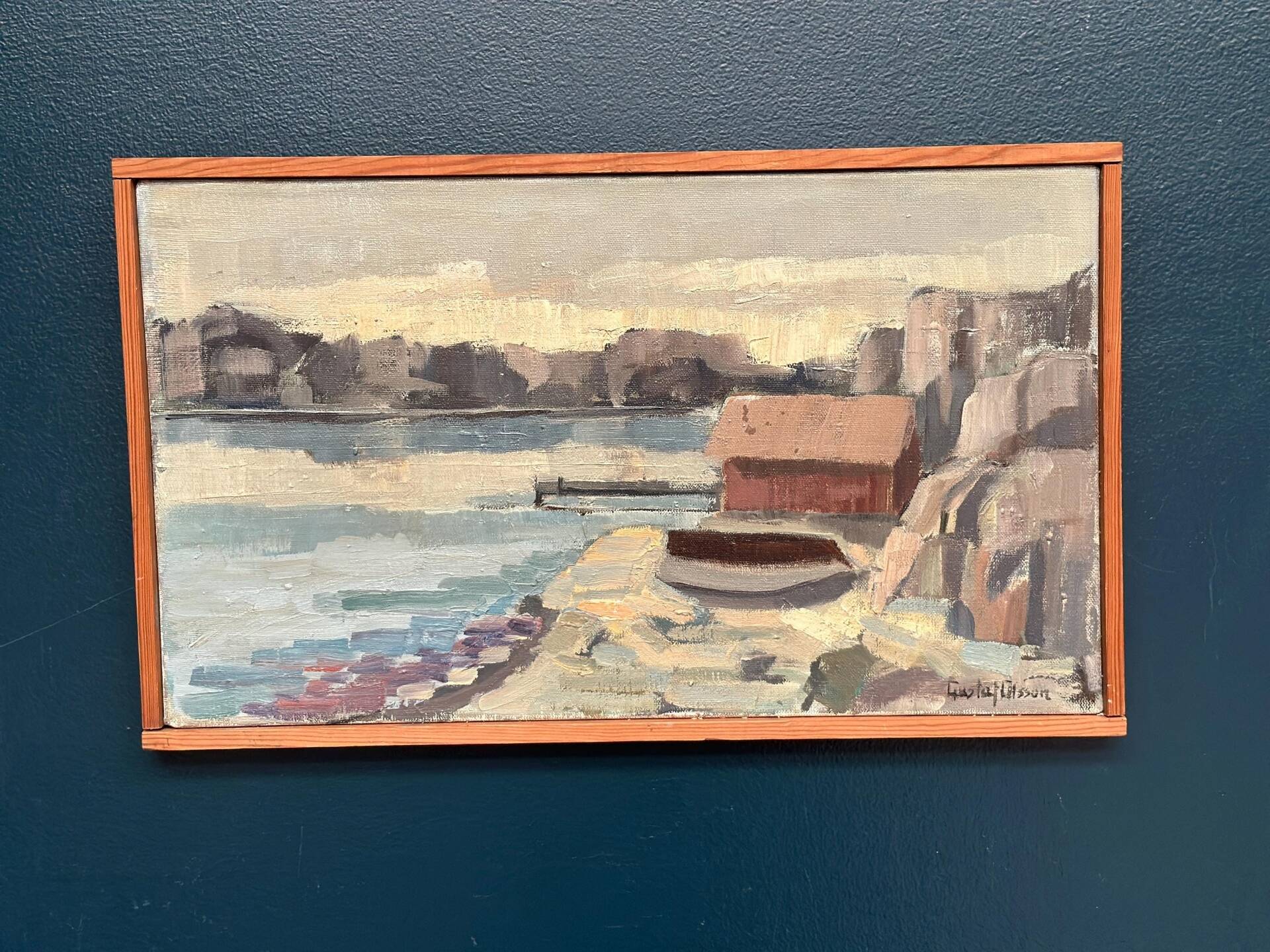 Original Swedish Oil On Canvas – “Seascape” By Gustaf Olsson – Signed – Vintage & Framed – 50 × 30 Cm (19.7" × 11.8")