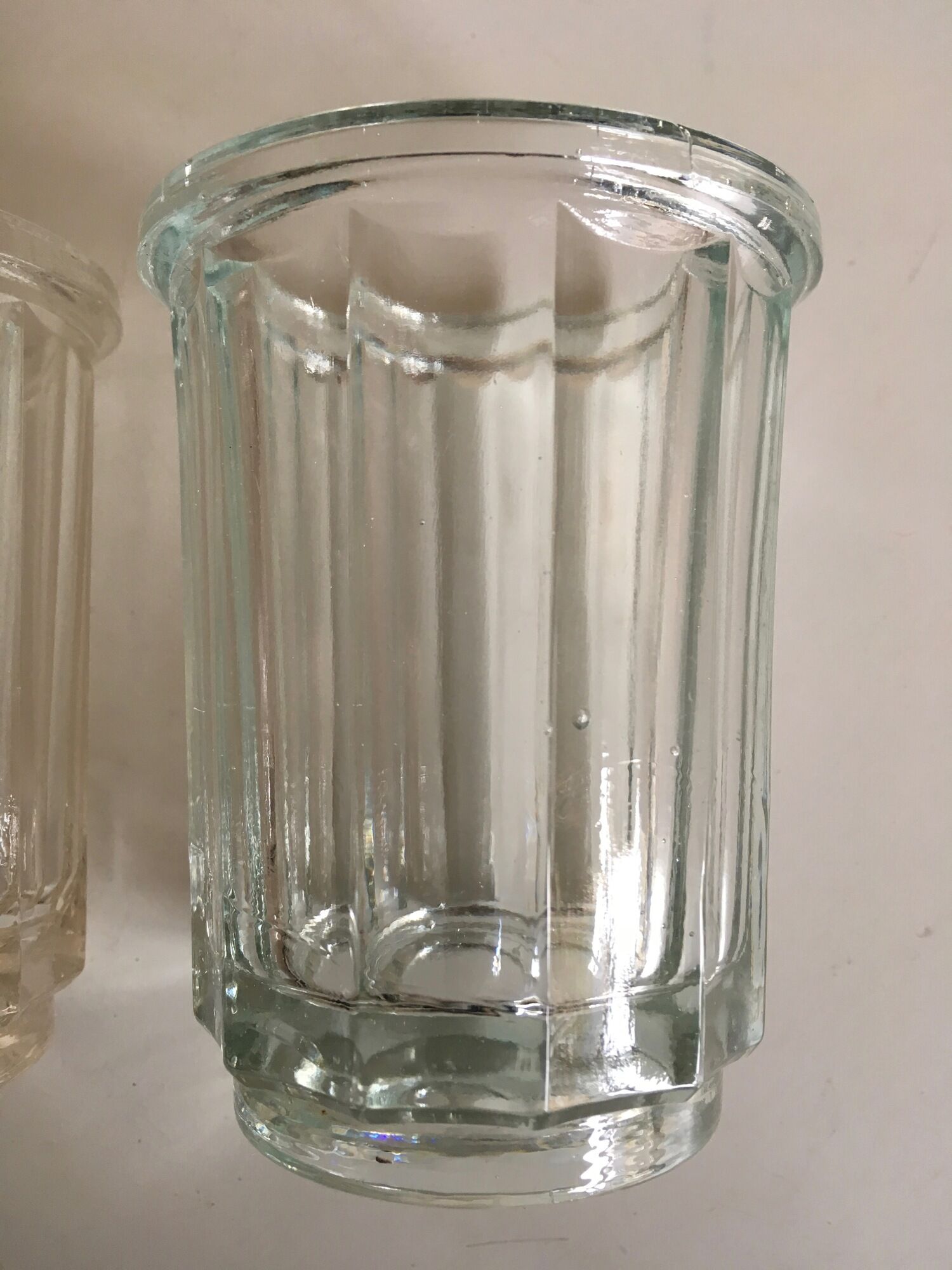 Pair of pots to jams in glass fluted on foot early 20th e