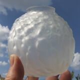 Art Deco ball vase pair with flower and leaf decor