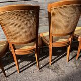 Six Art Deco chairs, 1960s, beech and cane