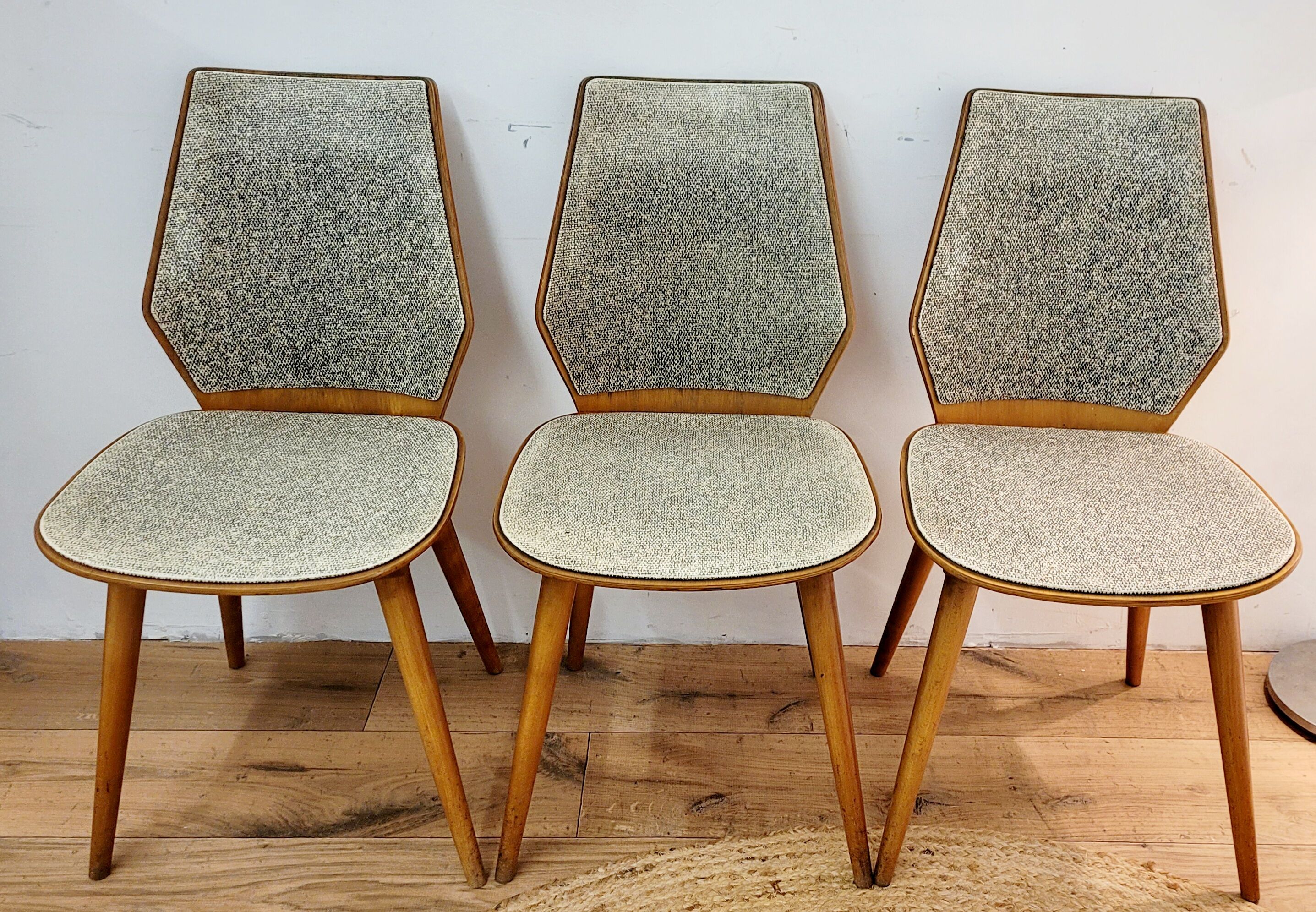 Set of six Scandinavian wooden chairs