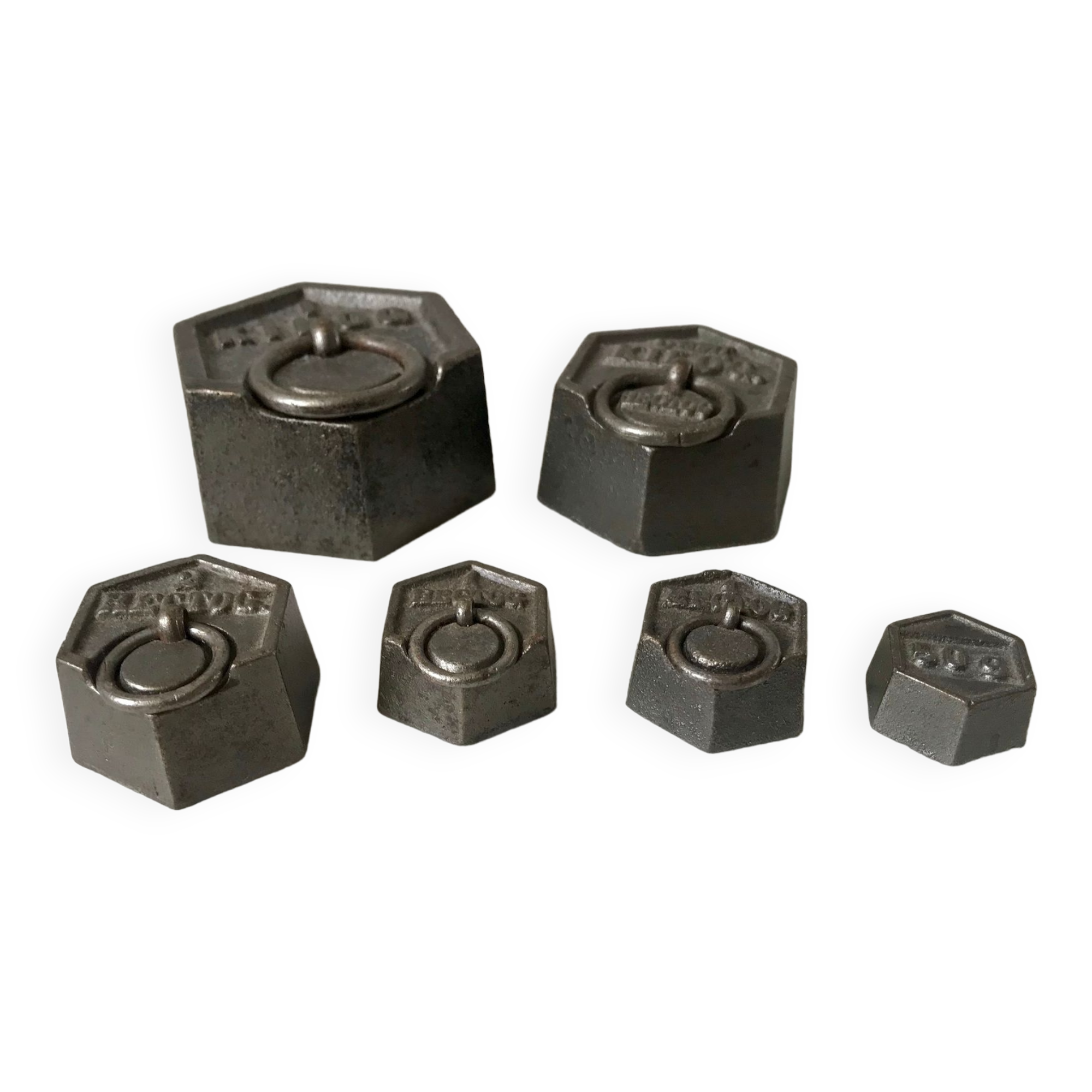 set of old measuring weights early twentieth century