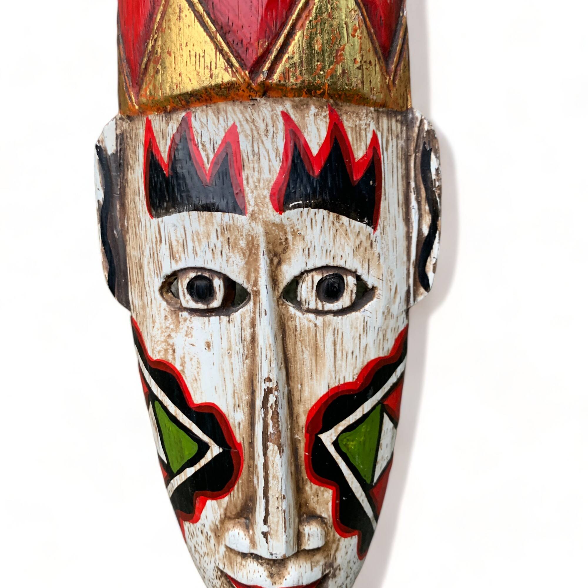 Traditional Javanese mask 30cm Java Indonesia made and painted old vintage hand