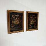 Painting, oil on canvas, Pair of Large Still Lifes with Flowers