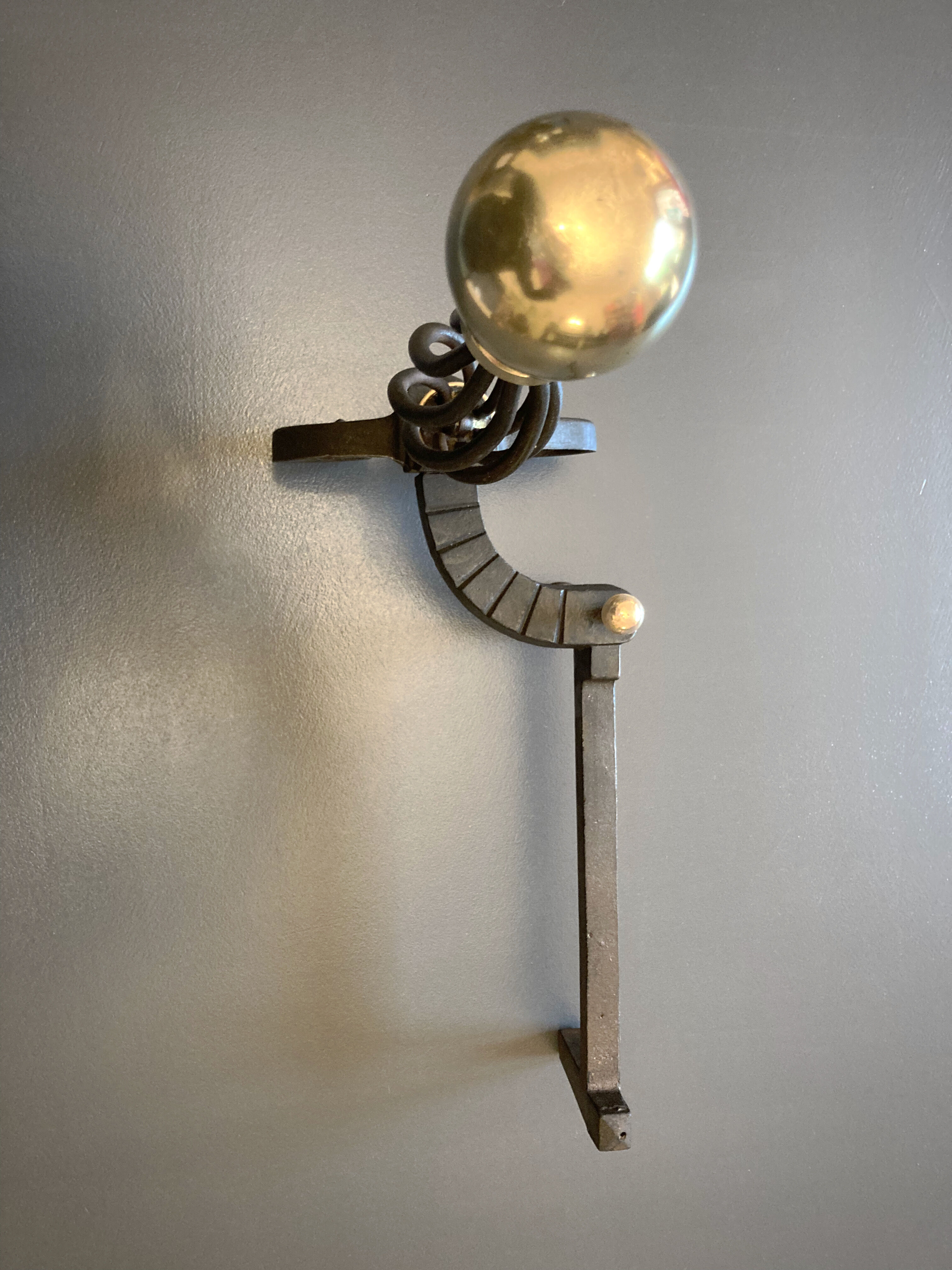 Chenets modernist bronze and cast iron