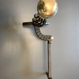 Chenets modernist bronze and cast iron