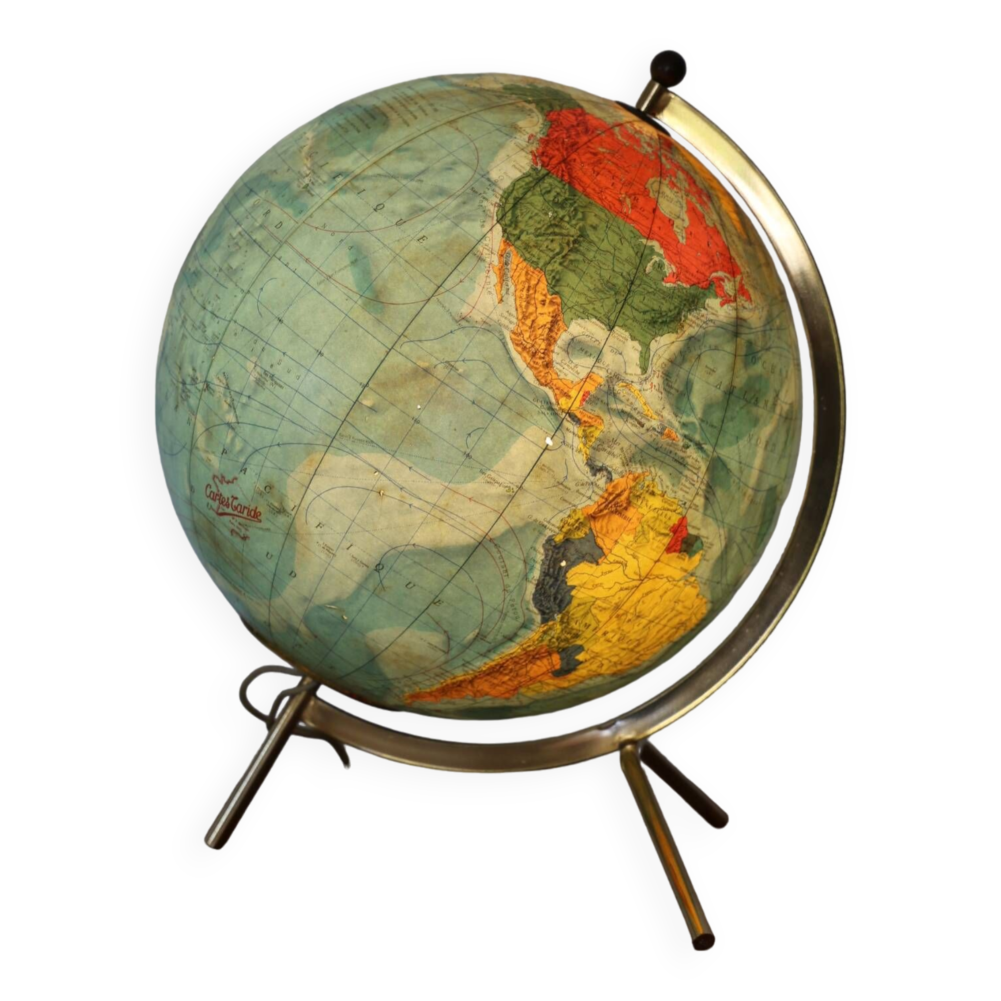 Globe terrestre lumineux TARIDE verre 1966