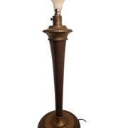 Vintage lamp base in Scandinavian style made of dark wood and bronze metal.