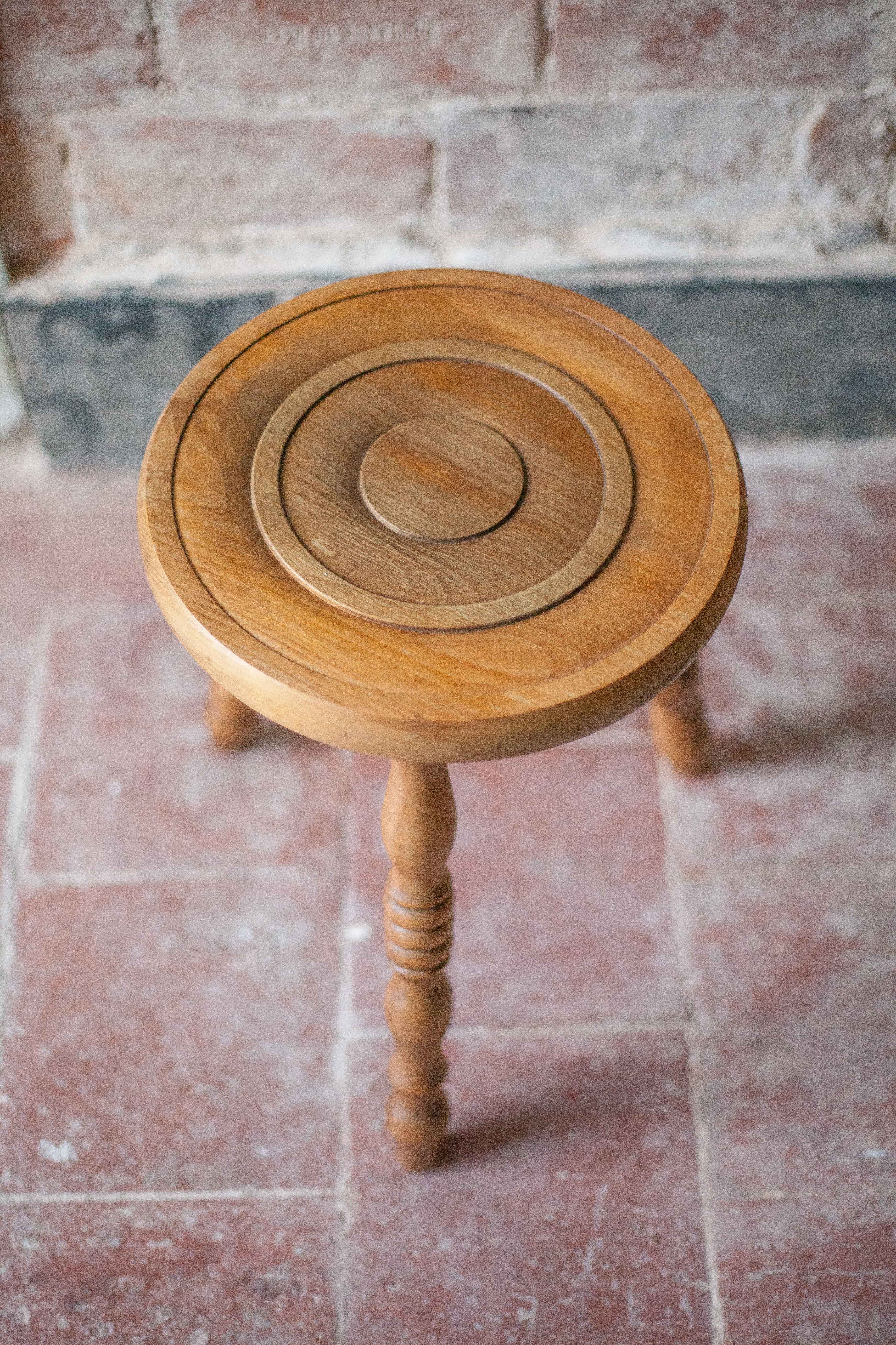 Vintage stool, wooden stool, tripod stool, accent chair