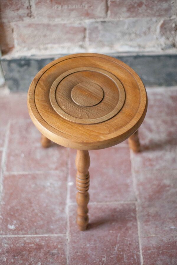 Tabouret vintage, tabouret bois, tabouret tripode, chaise d'appoint