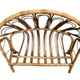 Lit corbeille en rotin pour enfant 1960