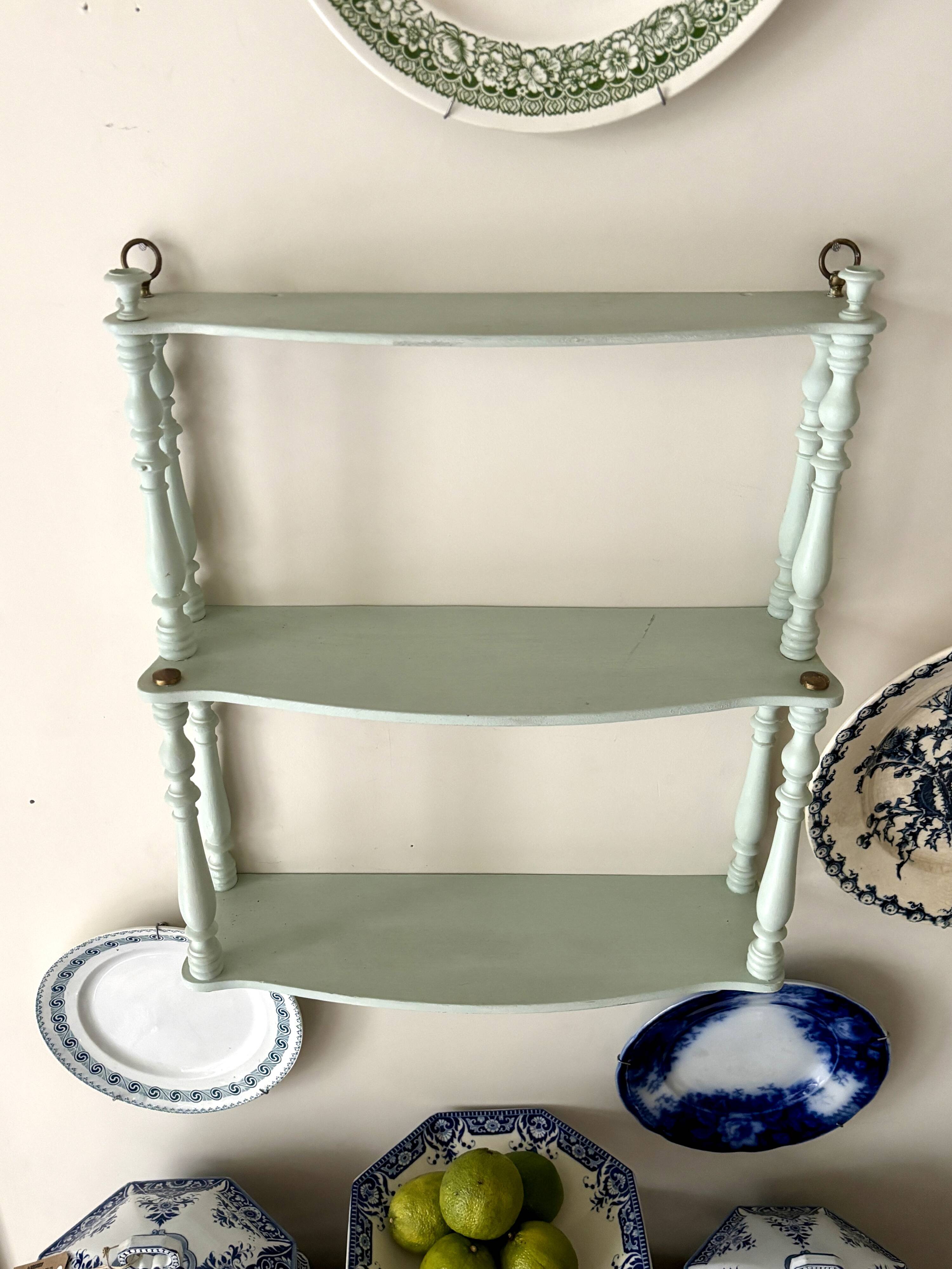 Étagère murale 3 tablettes en bois bleu ciel