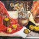 Large still life flowers fruit and mill around 1980 anonymous 70 cm by 50 cm
