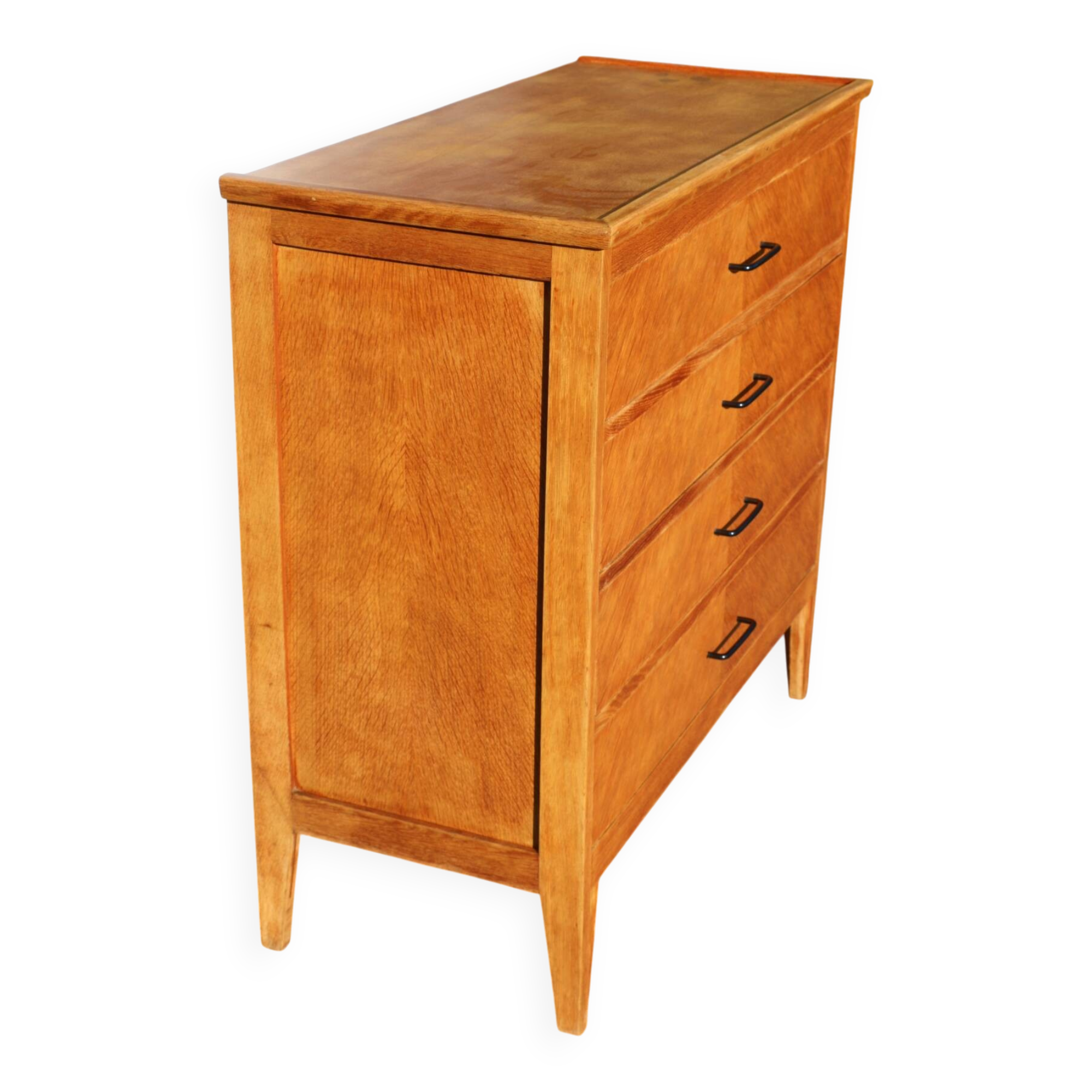 Chest of drawers with 4 drawers, light oak, 1960.