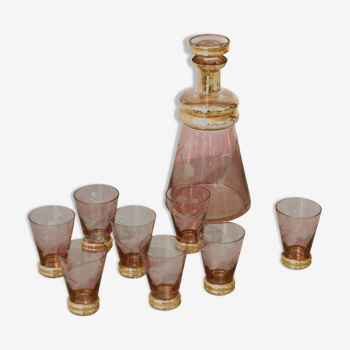 Rose and gold glass liquor service