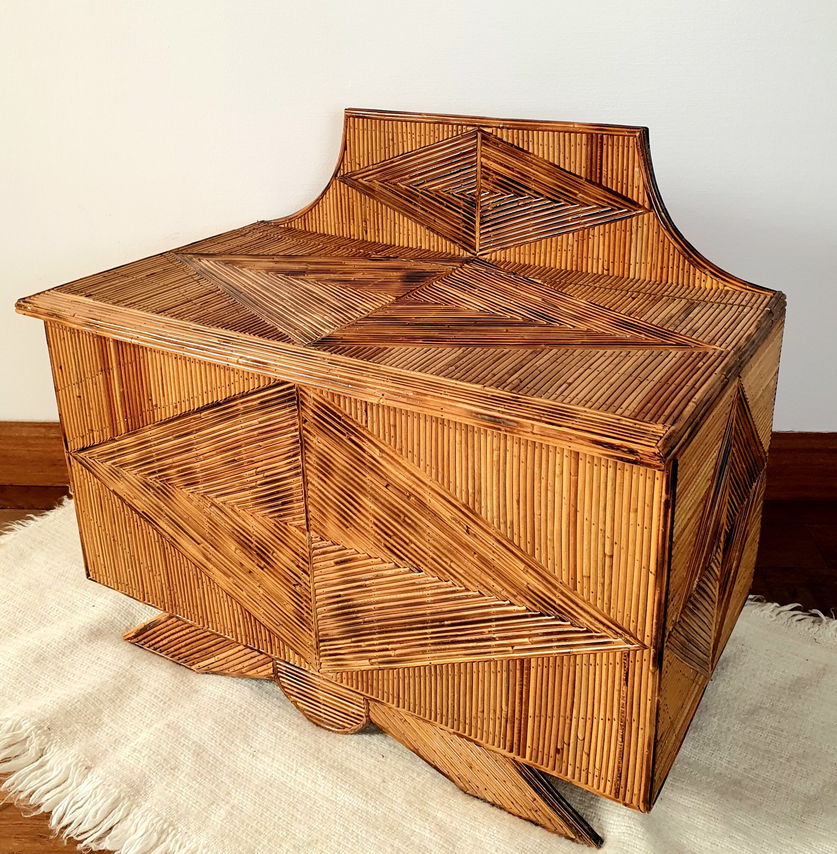 Rattan marquetry chest