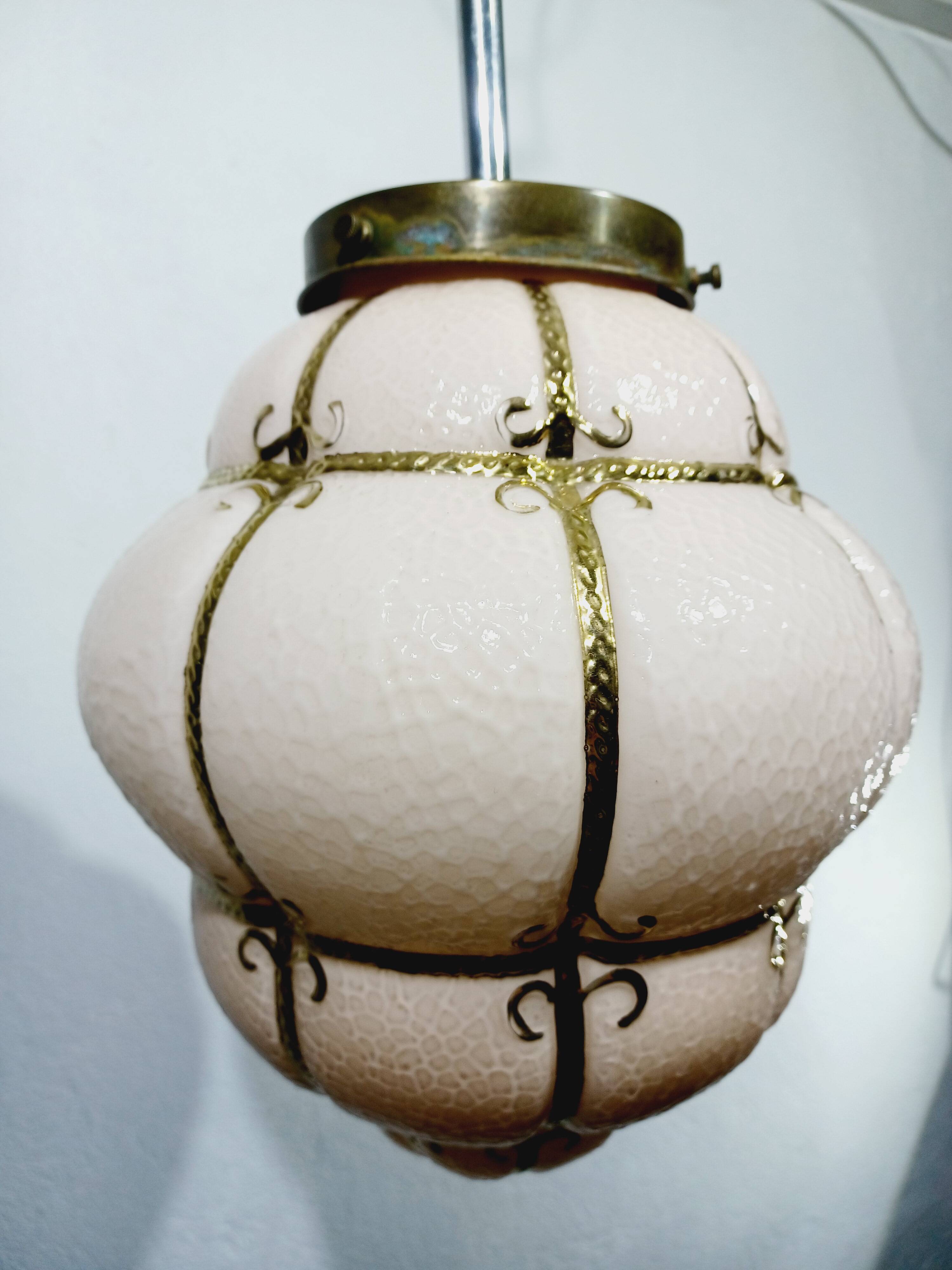 Pink Blown Glass Pendant Light