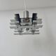 Vintage geometric pendant light, chrome metal, France 1960s