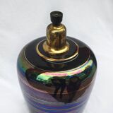 Iridescent ceramic table lamp 1970s vintage italian glazed