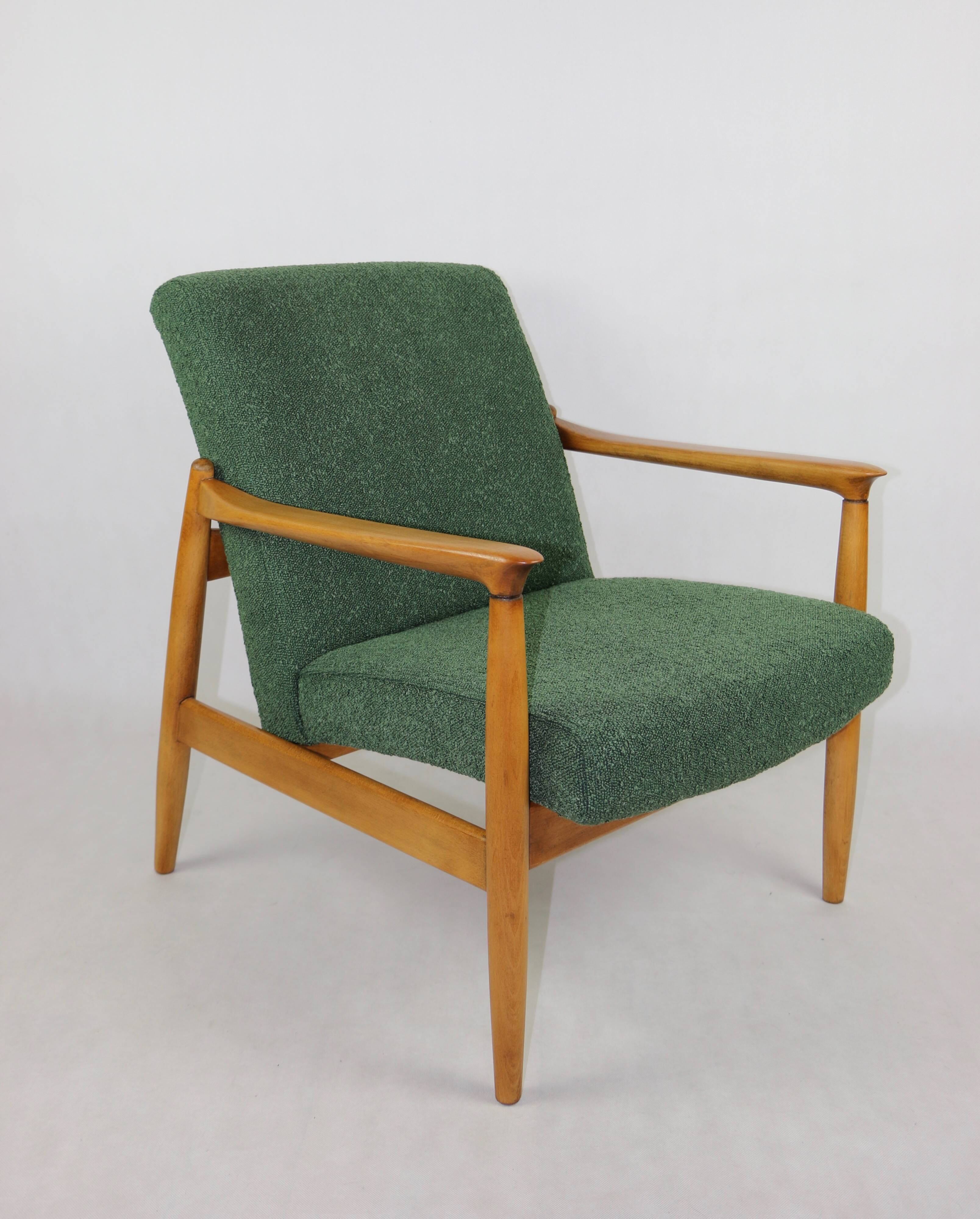 Green Boucle GFM-64 Armchair attributed to Edmund Homa, 1970s