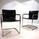 2 leather and chrome metal armchairs Matteo Grassi, 1970