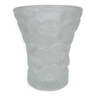 Vase "pansies" by Josef Inwald, molded pressed glass, art deco