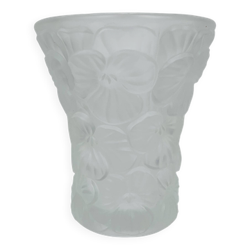 Vase "pansies" by Josef Inwald, molded pressed glass, art deco